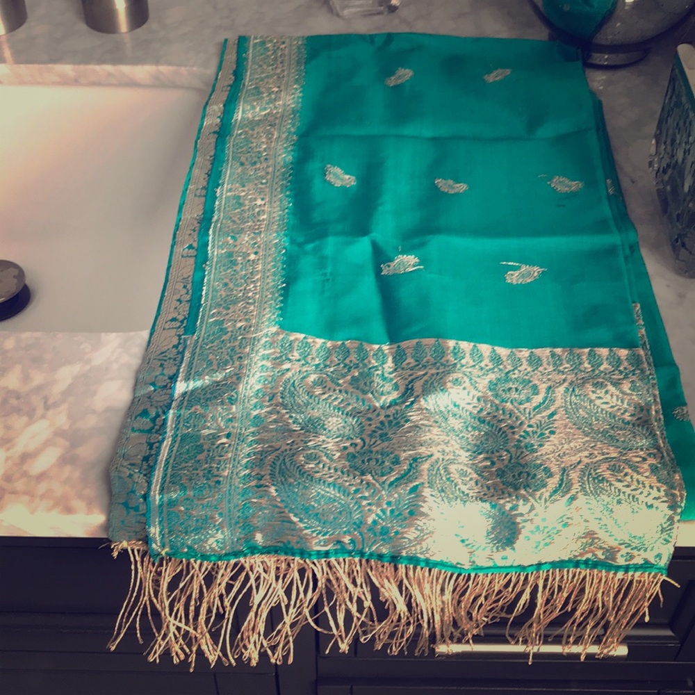 Green and gold scarf/wrap